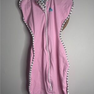 Love to dream pink  Infant Swaddle Sleep Sack with Gray Trim medium